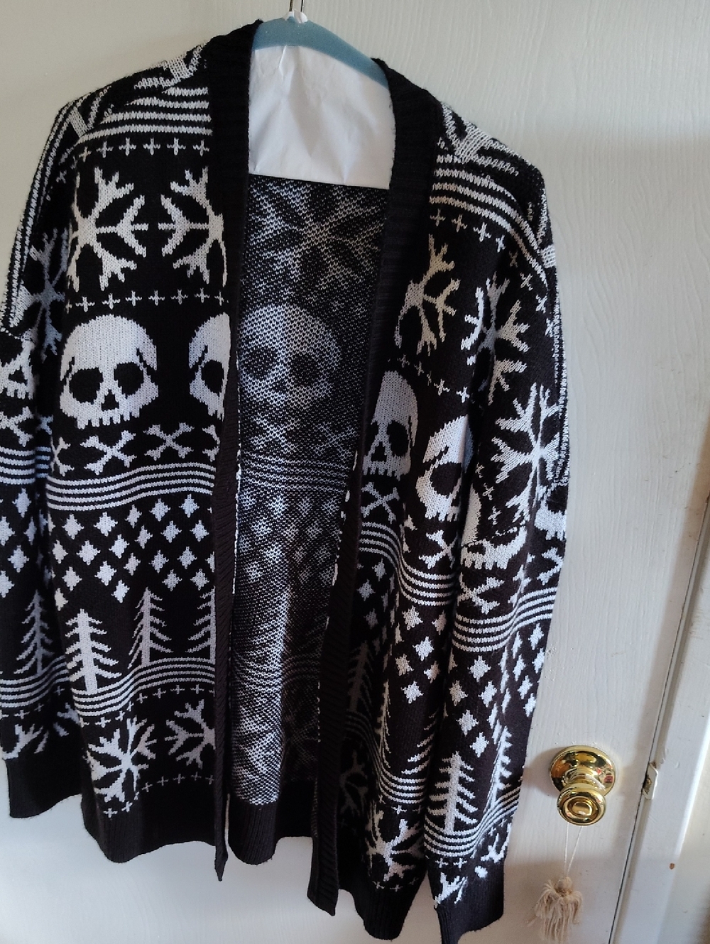 Black & White Skull Social Collision Button Up Cardigan